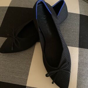 Rothy's Black Flats with Blue Trim